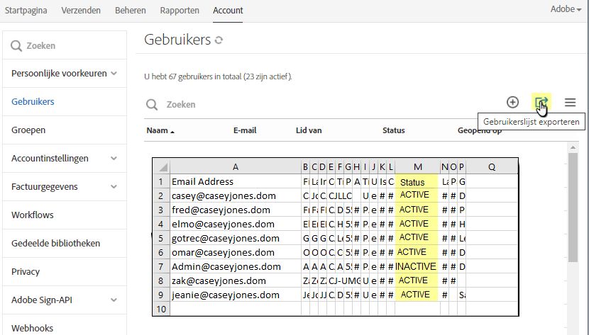 Gebruikerslijst exporteren