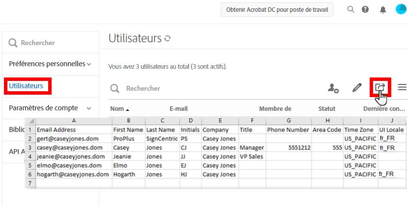 Exporter la liste des utilisateurs