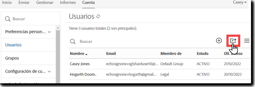 Exportar la lista de usuarios