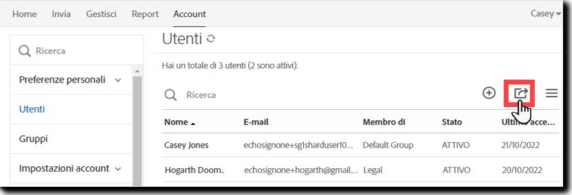 Esporta elenco utenti