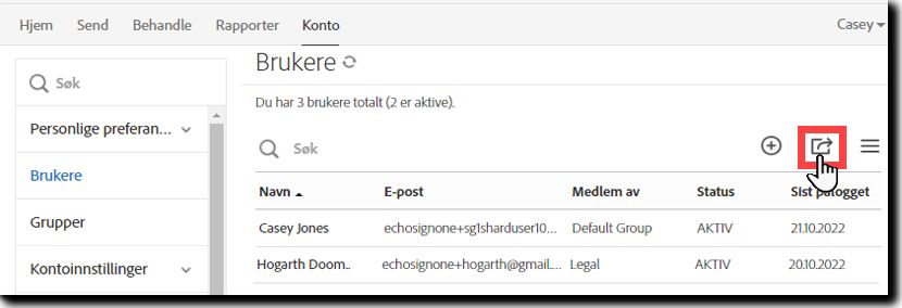 Eksportere brukerliste