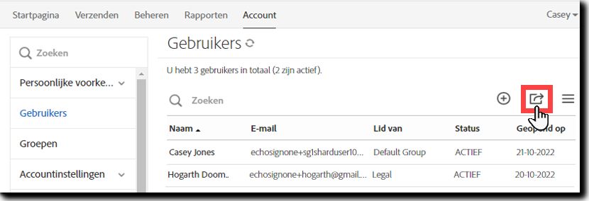 Gebruikerslijst exporteren