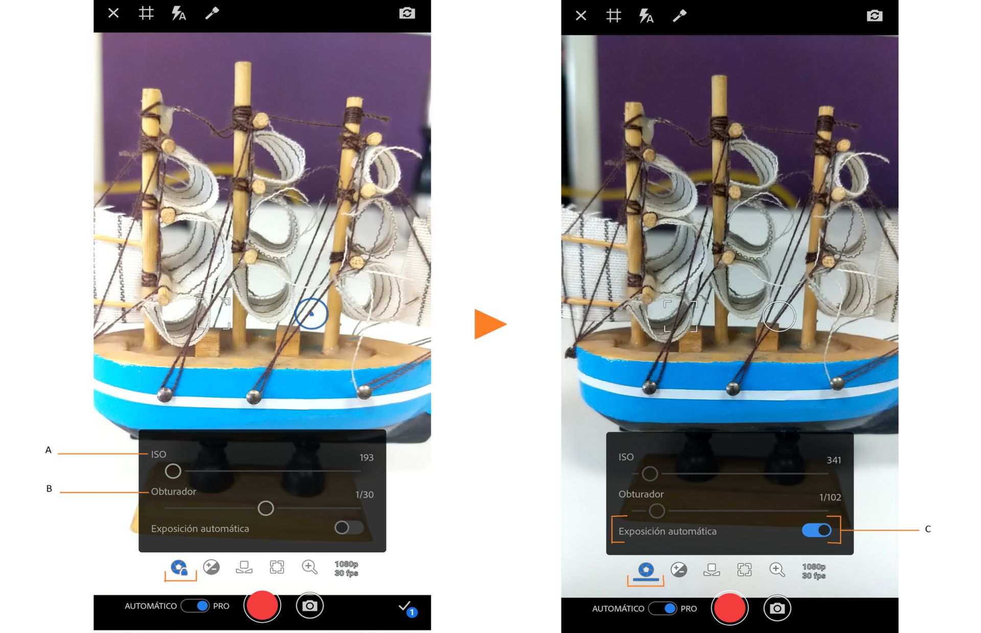 Opciones de exposición profesionales en Premiere Rush