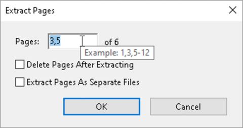 Spécifier les pages à extraire