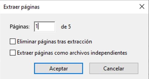 Especificar las páginas que desea extraer