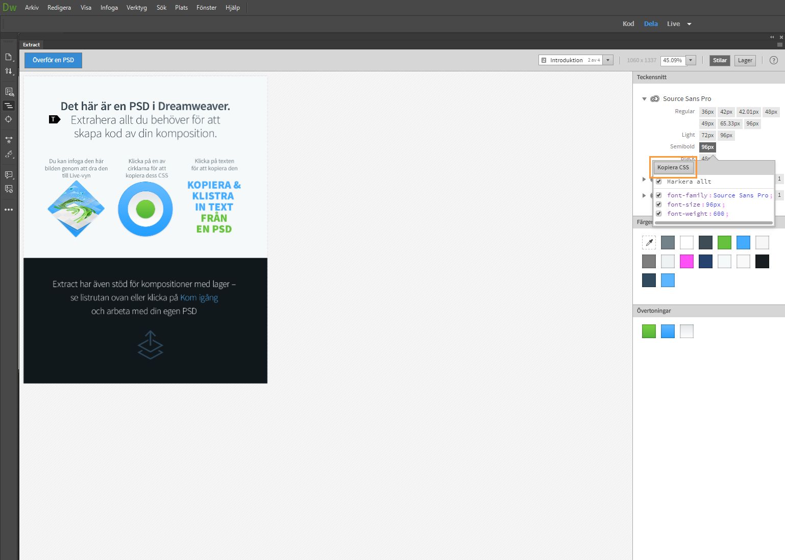 Extrahera teckensnitt