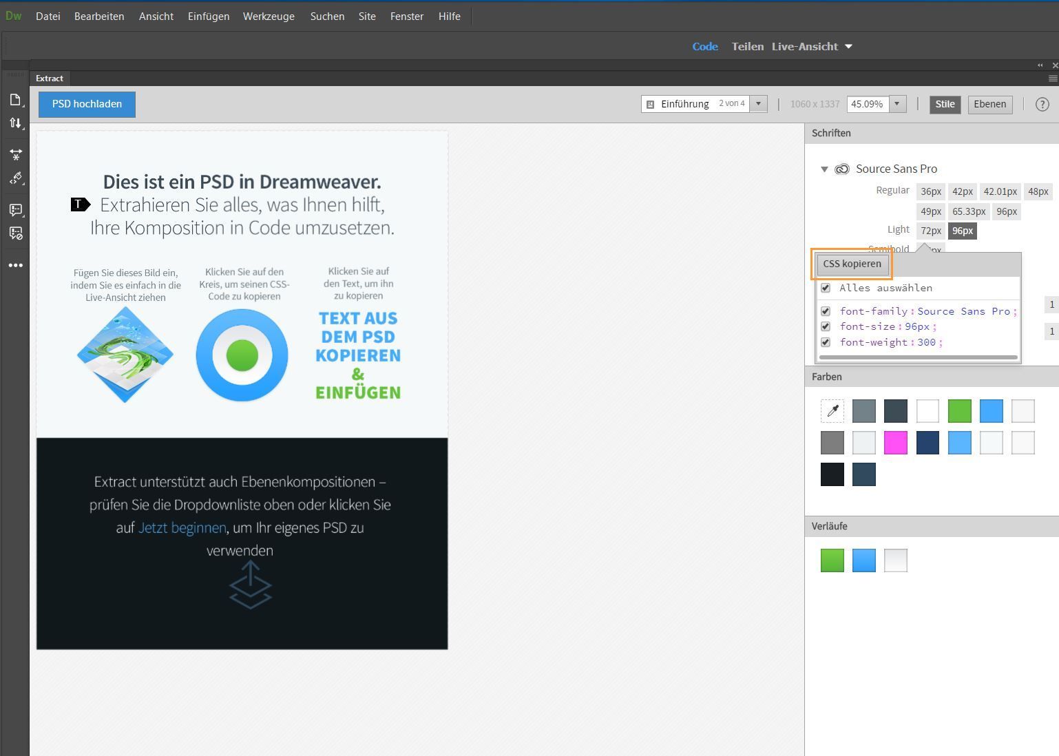 Schriften extrahieren