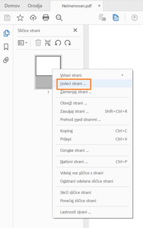Ekstrahiranje nezaporednih strani