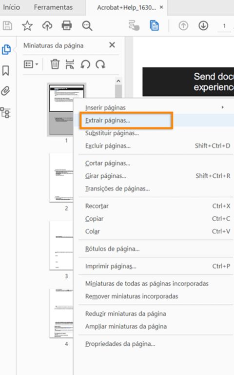 Extrair páginas não sequenciais
