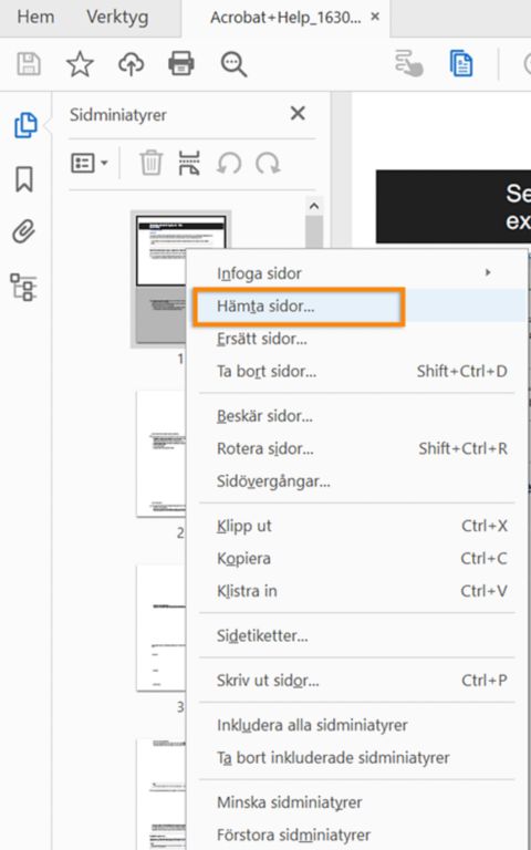 Extrahera icke-sekventiella sidor