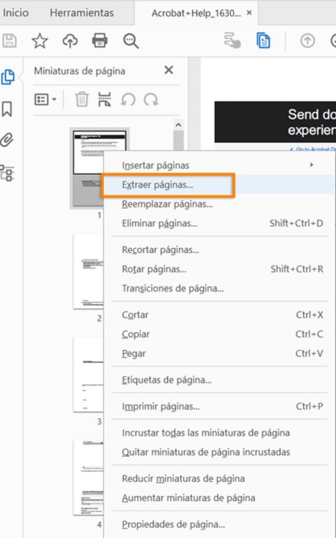 Extracción de páginas no correlativas