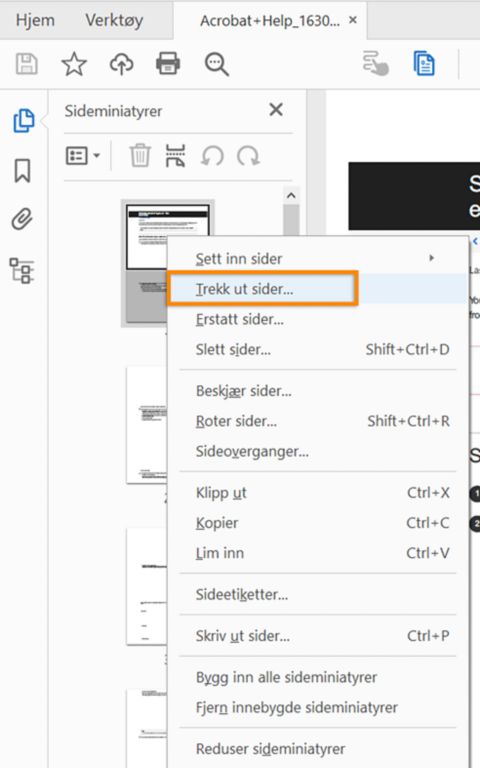 Trekk ut ikke-fortløpende sider