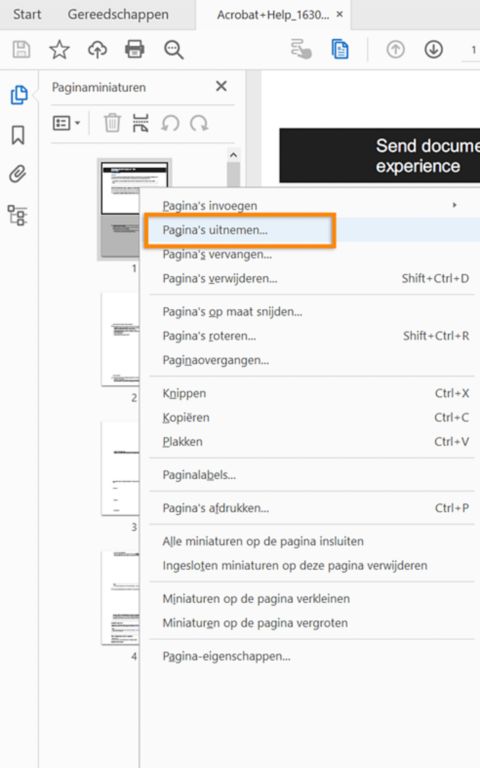 Niet-opeenvolgende pagina's extraheren