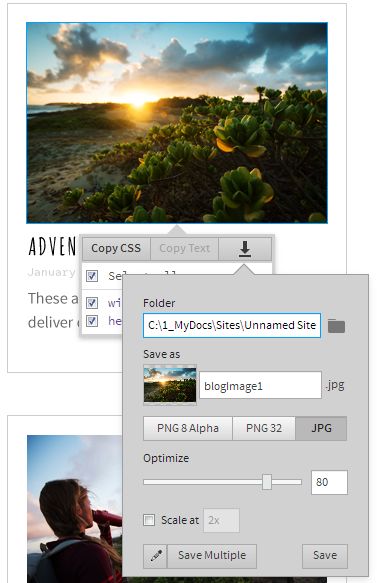 استخراج صورة باستخدام أيقونة Extract Asset