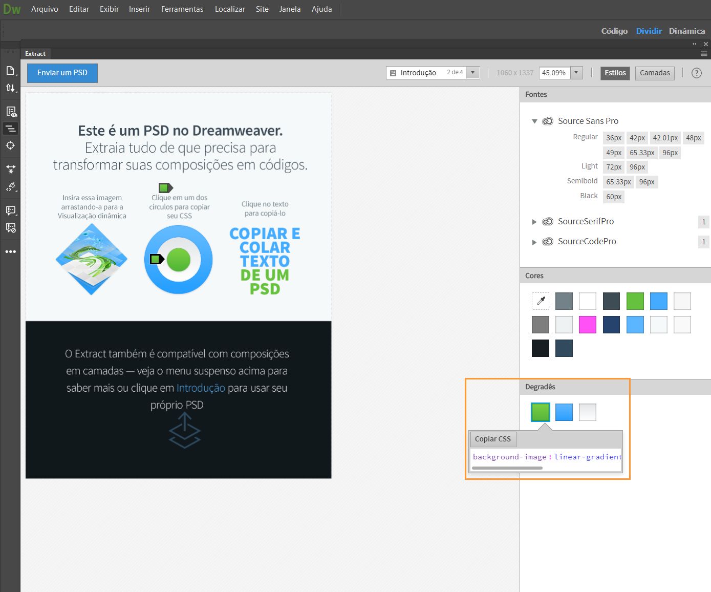 Extração de degradês