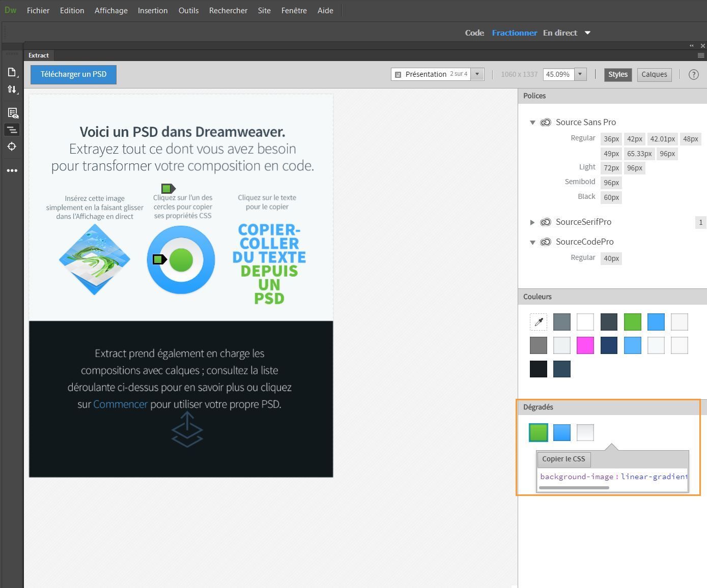 Extraction de dégradé
