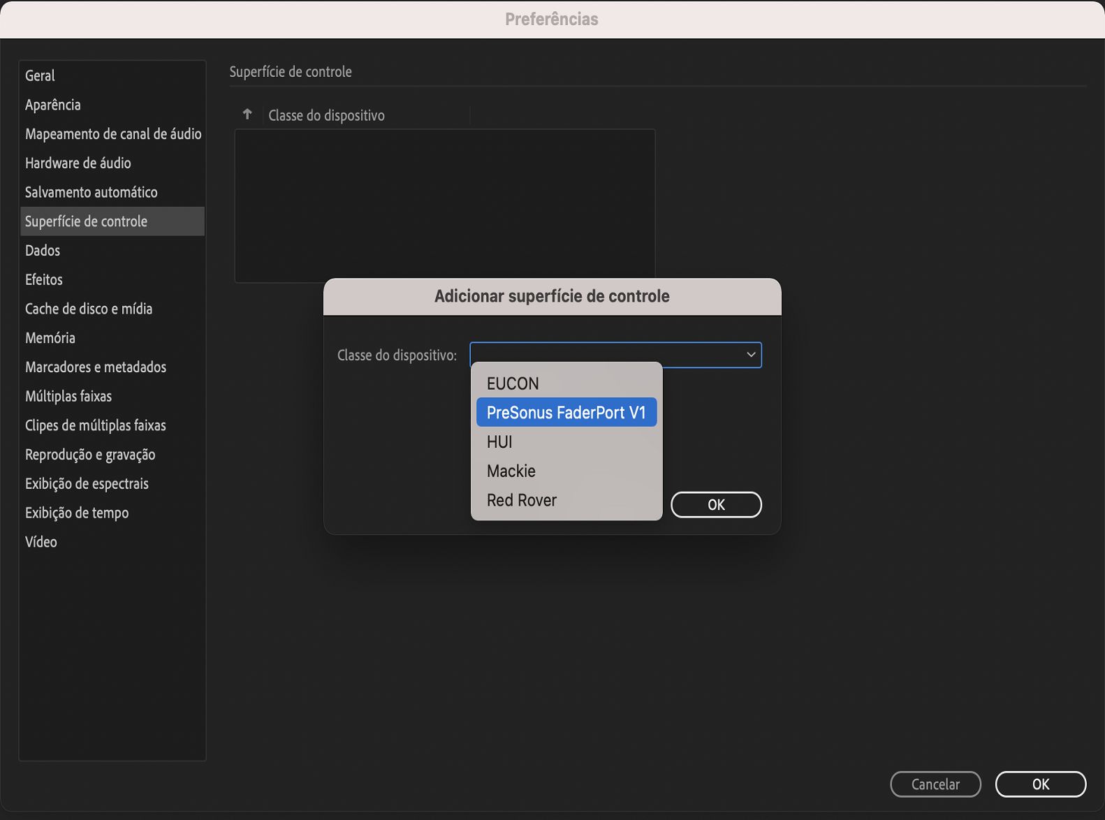Adicionar superfície de controle