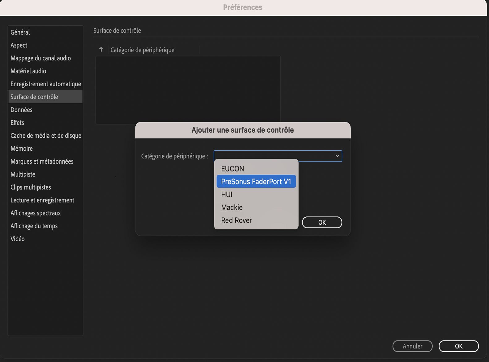 Ajouter une surface de contrôle