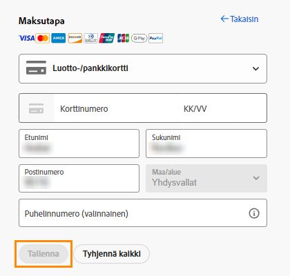 Päivitä maksutiedot