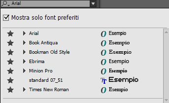 Elenco dei font preferiti