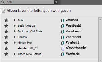 Lijst met favoriete lettertypen