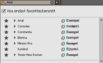 Lista med favoritteckensnitt