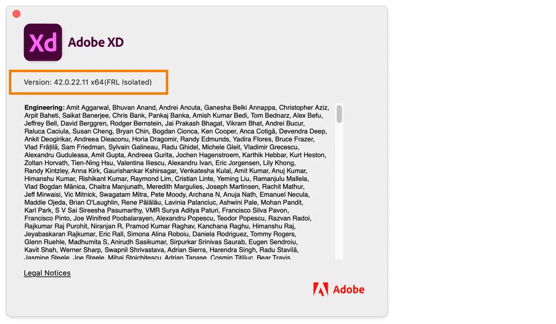 Compruebe si su XD tiene una licencia FRL en el cuadro de diálogo Acerca de XD