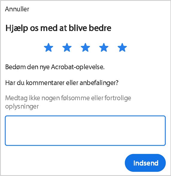 Giv feedback til Acrobat iOS-appen.