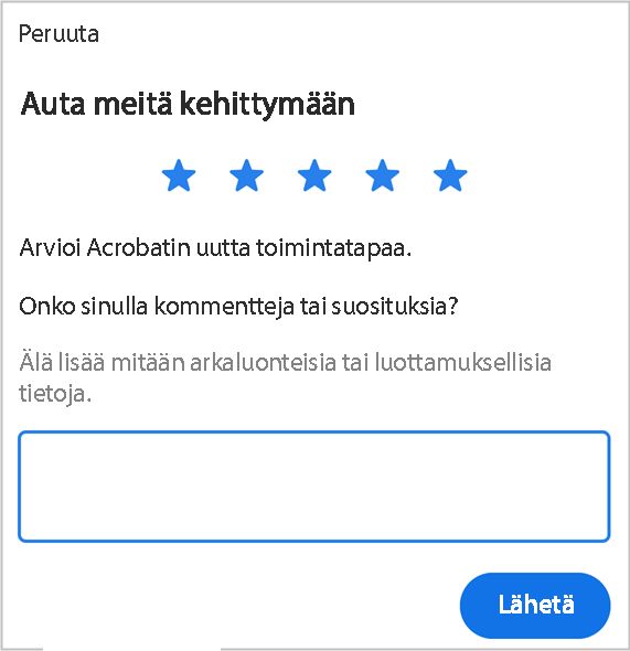 Anna palautetta Acrobat iOS -sovelluksesta.