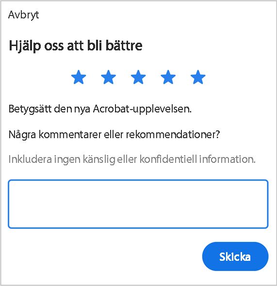 Ge feedback om programmet Acrobat iOS.