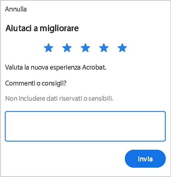 Fornisci un feedback per l’app Acrobat per iOS.