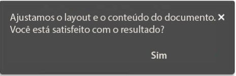 Solicitação de feedback após o ajuste automático do layout