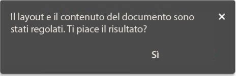 Richiesta di feedback dopo la regolazione automatica del layout