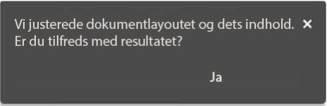 Feedback-meddelelse efter automatisk justering af layout