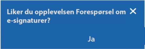 Tilbakemelding for forespørsel om signaturopplevelse