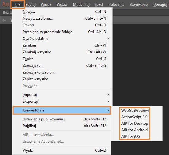 Lista dopuszczalnych typów przy konwersji