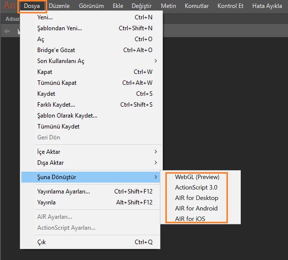 Dönüştürme için izin verilen belge türleri listesi