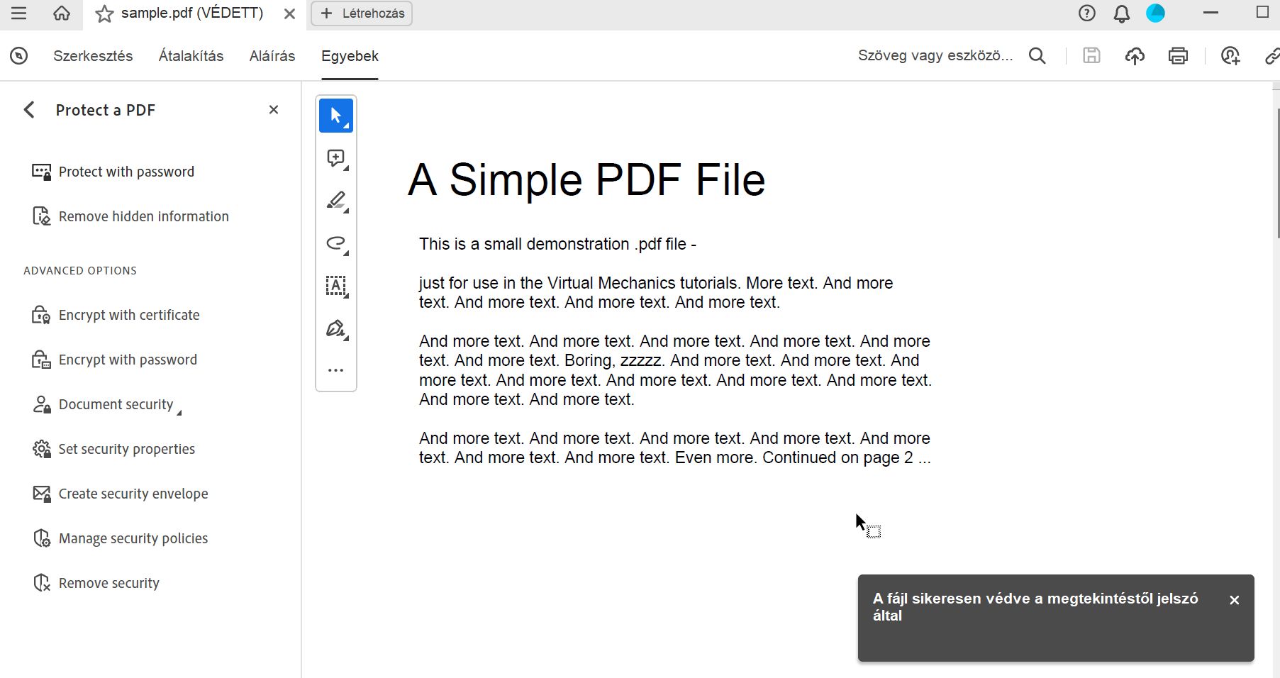 Megerősítő üzenet a szerkesztés korlátozásáról