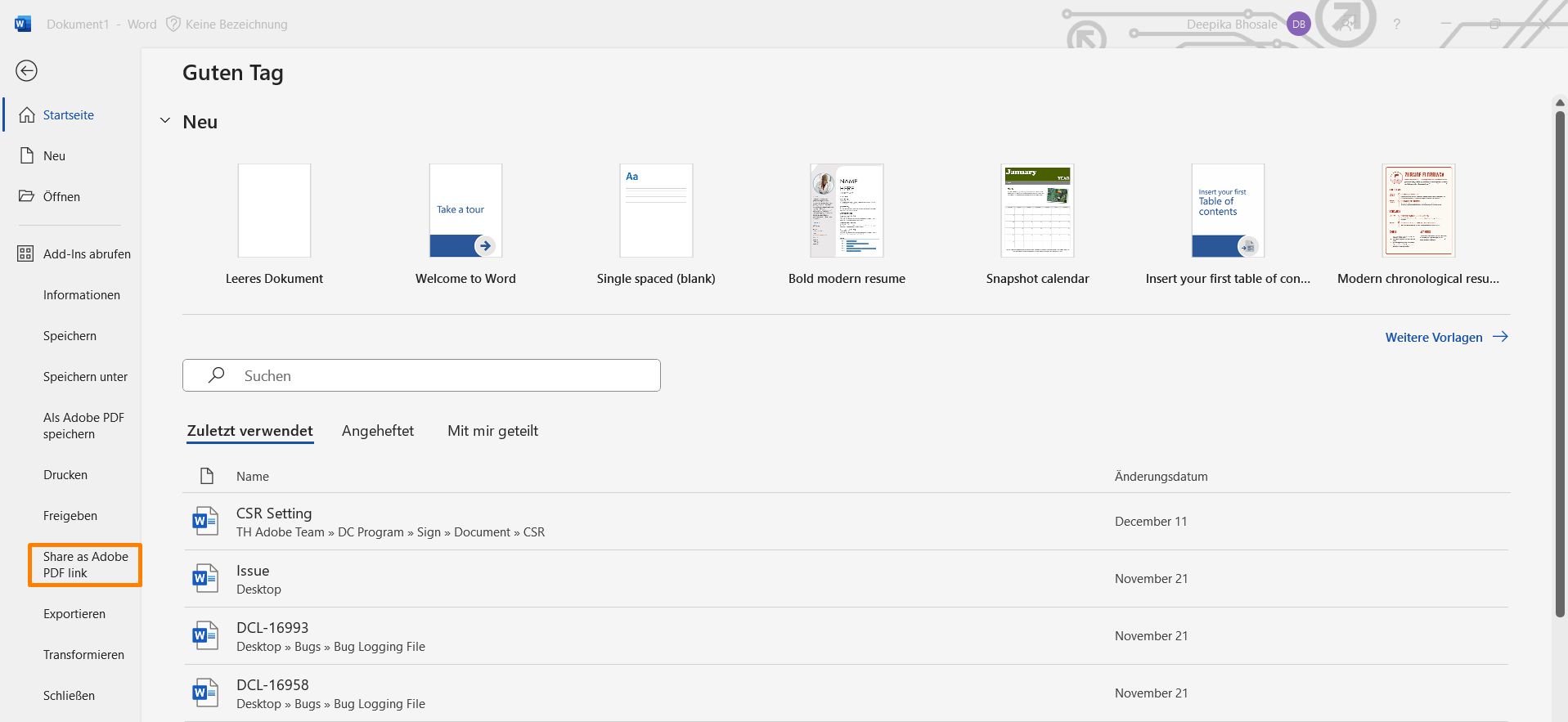 PDF-Datei erstellen und per Link freigeben