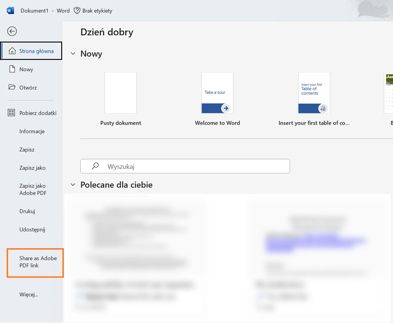 Tworzenie pliku PDF i udostępnianie łącza
