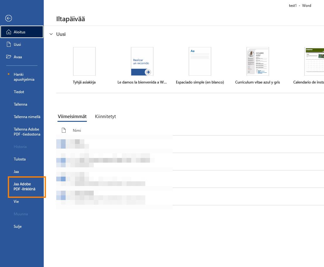 Luo PDF-tiedosto ja jaa linkki