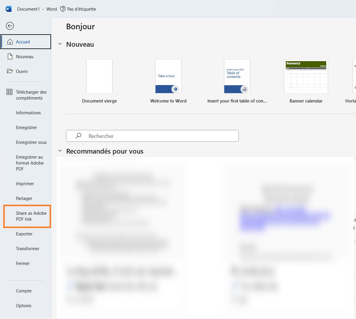 Créer un PDF et partager le lien