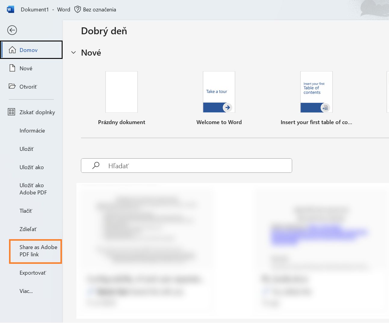 Vytvorte súbor PDF a zdieľajte odkaz