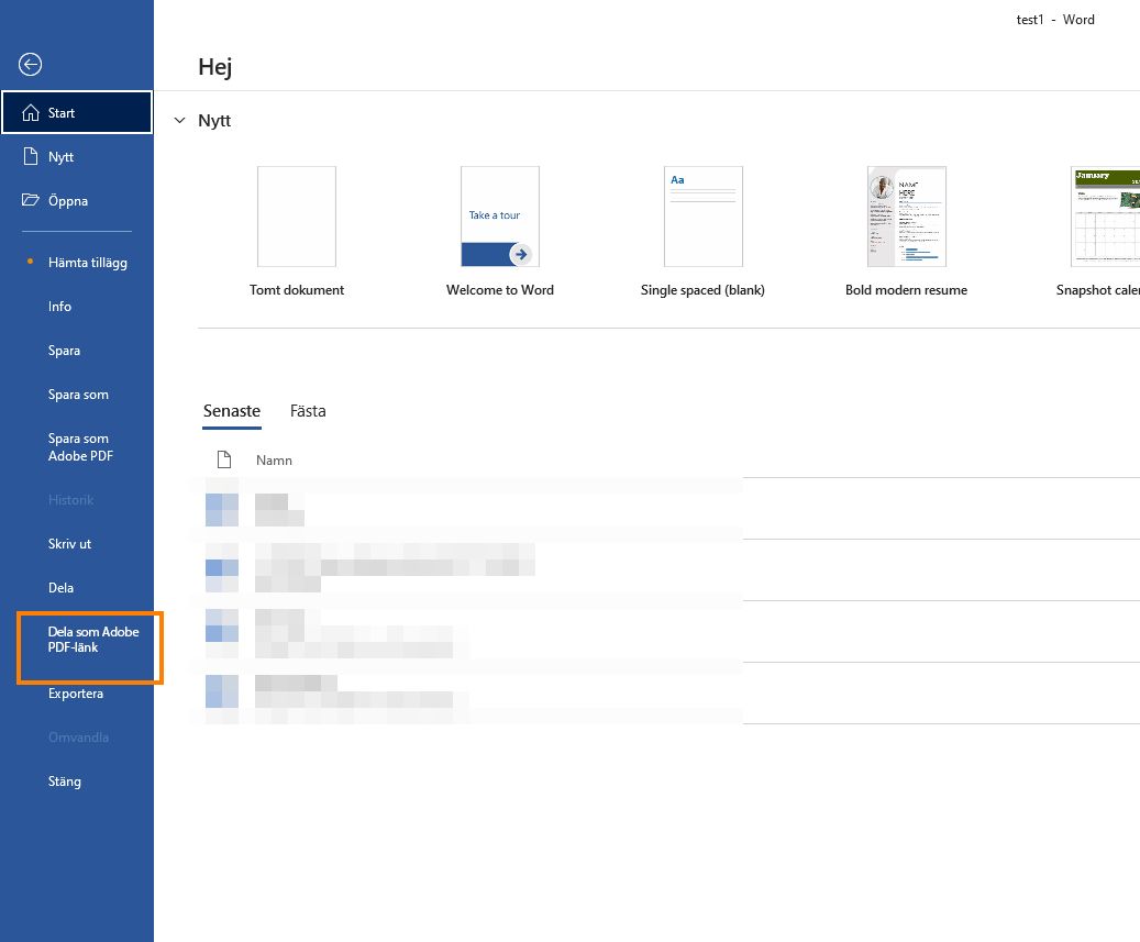 Skapa PDF-filer och dela med en länk