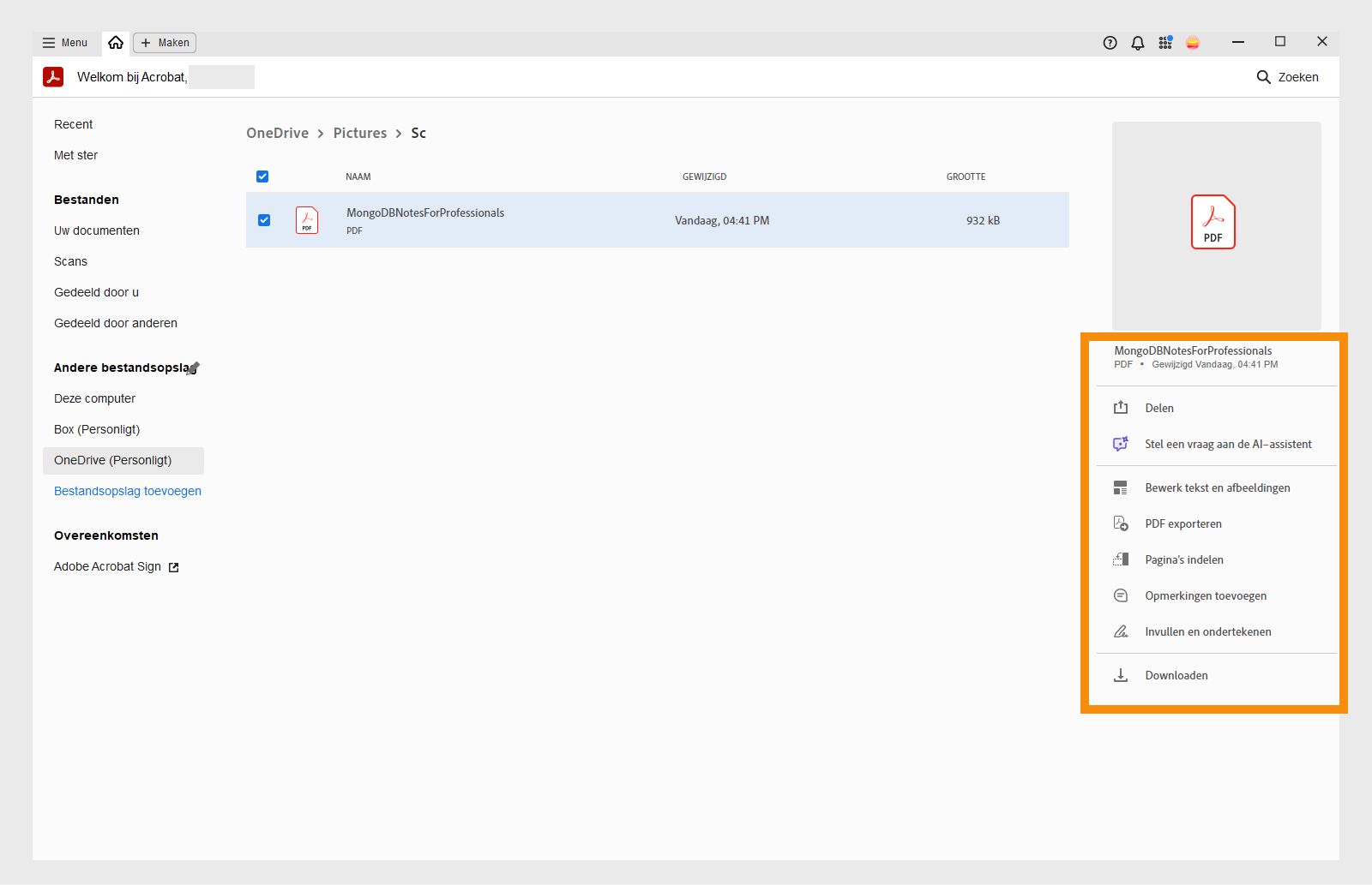 Uw OneDrive-bestanden in de weergave Start
