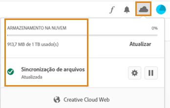 Verificar o armazenamento na nuvem no aplicativo de desktop da Creative Cloud