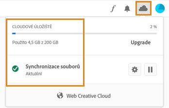 Zobrazení cloudového úložiště v aplikaci Creative Cloud pro počítače