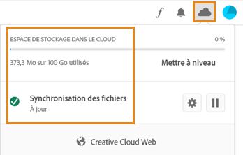 Affichage de l’espace de stockage dans l’application de bureau Creative Cloud