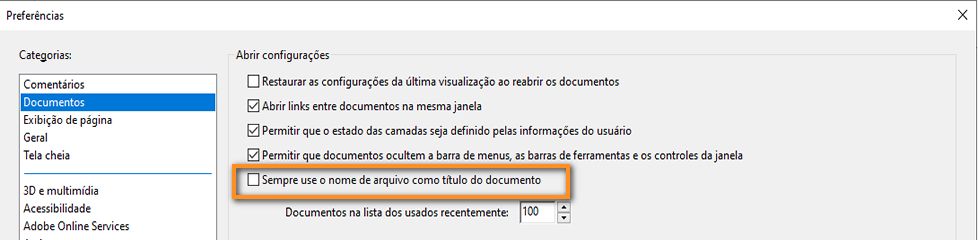 Preferência para usar o nome do arquivo como título do documento