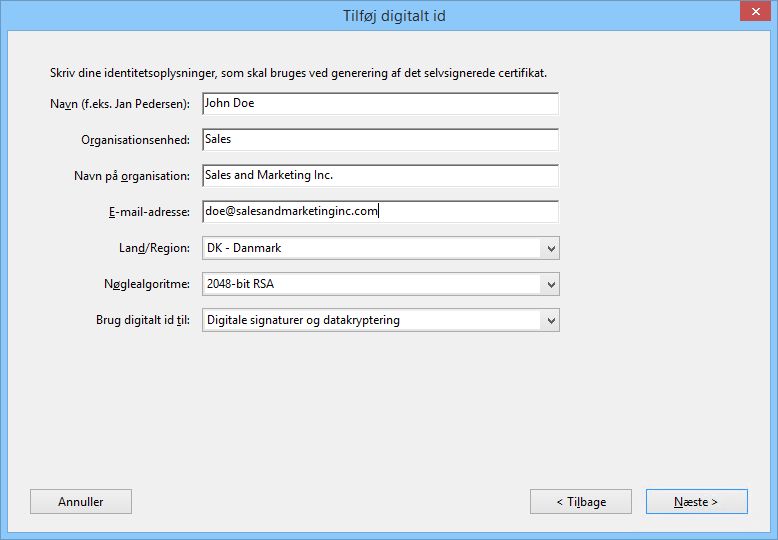 Skriv dine identitetsoplysninger
